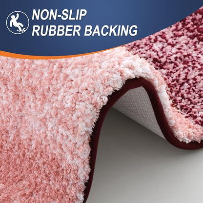 OLANLY Bathroom Runner Rugs Mat 47x20, Extra Soft Absorbent Microfiber Bath Rugs, Rubber Backing, Quick Dry, Washable Long Bath Mats for Bathroom Floor, Tub and Shower, Home Decor Accessories, Red
