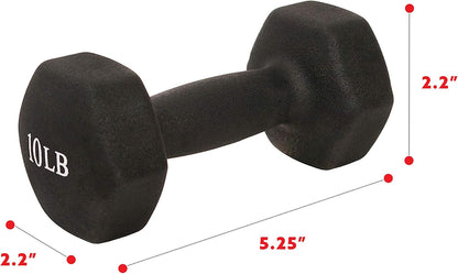 Sunny Health & Fitness Neoprene Coated Hex Shaped Dumbbell Non-Slip Fitness Weights for Home Gym Exercise, Full Body Workout Strength Building, Weight Loss, Sold in Pairs - Sizes - 2LB, 5LB, 8LB, 10LB