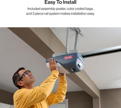 Genie SilentMax 1000 Garage Door Opener - Ultra-Quiet Belt Drive - Includes two 3-Button Pre-Programmed Remotes, Wall Console, Wireless Keypad, Safe T-Beams - Model 3042-TKH, 140V DC Motor