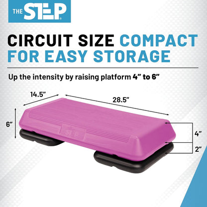 Freestyle STEP Exercise Step Platform, Circuit Size Stepper for Exercise at Home with 2 Risers
