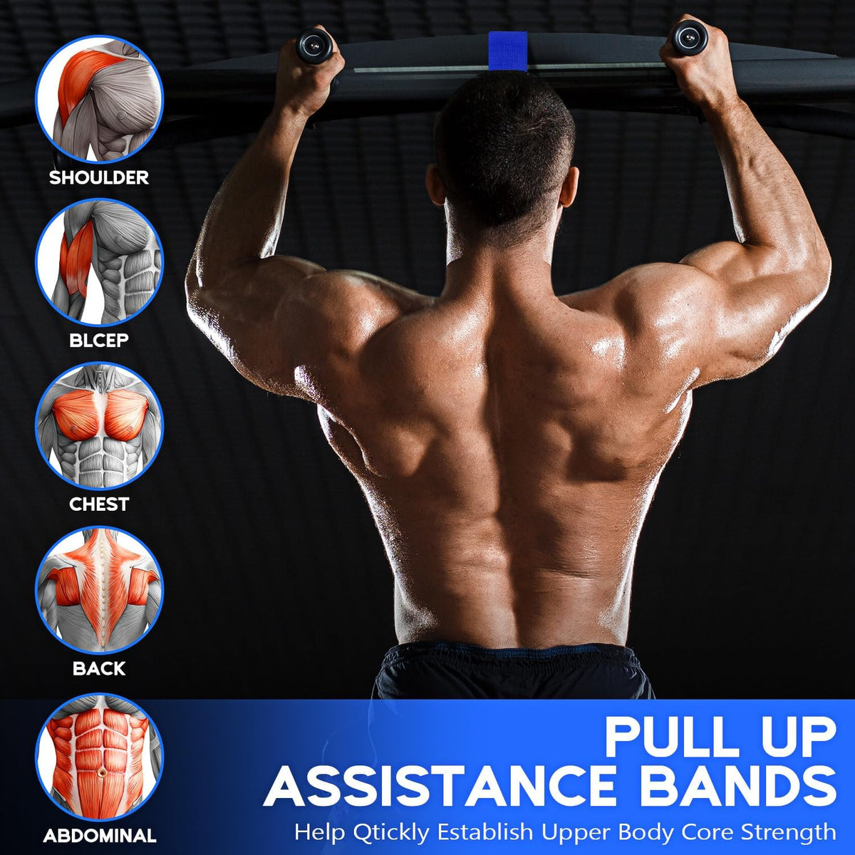 Pull Up Assistance Bands, Adjustable Heavy Duty Resistance Band for Pull Up, 3 Pull Up Bands, Comfortable Fabric Feet/Knee Rest, Assistance Bands for Pull-Up, Home Fitness, Body Stretching