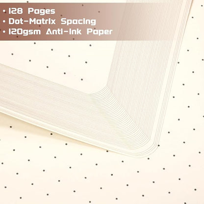 Dotted Journal/Notebook - Dot Grid Hard Cover Notebook, 5.3'' x 8.26''