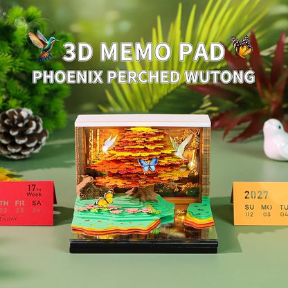 3D Time Piece Calendar, 2027 Desk Calendar With LED Light, 3d Tree Memo Pad Creative Desk Calendar, Christmas Gift for Colleague Friend, Desktop Decoration