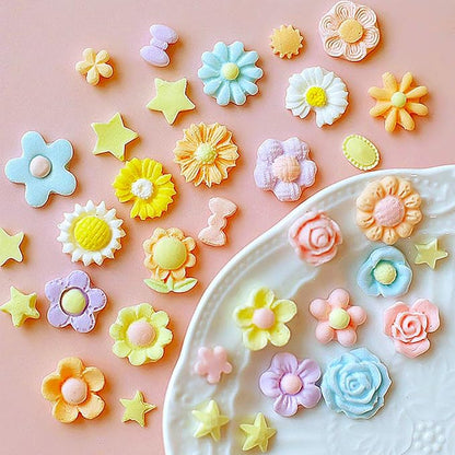 4Pcs Flower Silicone Molds - Rose & Daisy Mini Chocolate & Fondant Cake Decorating Molds for Baking, Soap, Ice Cube & Wax Melt