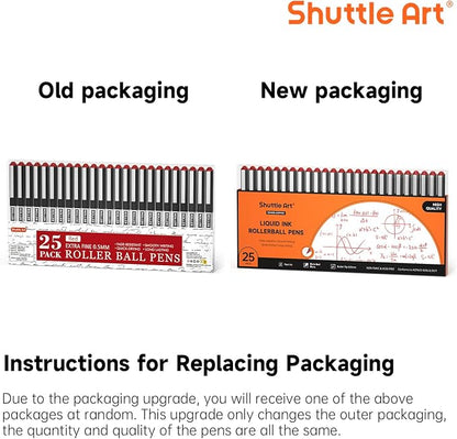 Shuttle Art RollerBall Pens, 25 Pack Red Fine Point Roller Ball Pens, 0.5mm Liquid Ink Pens for Writing Journaling Taking Notes School Office