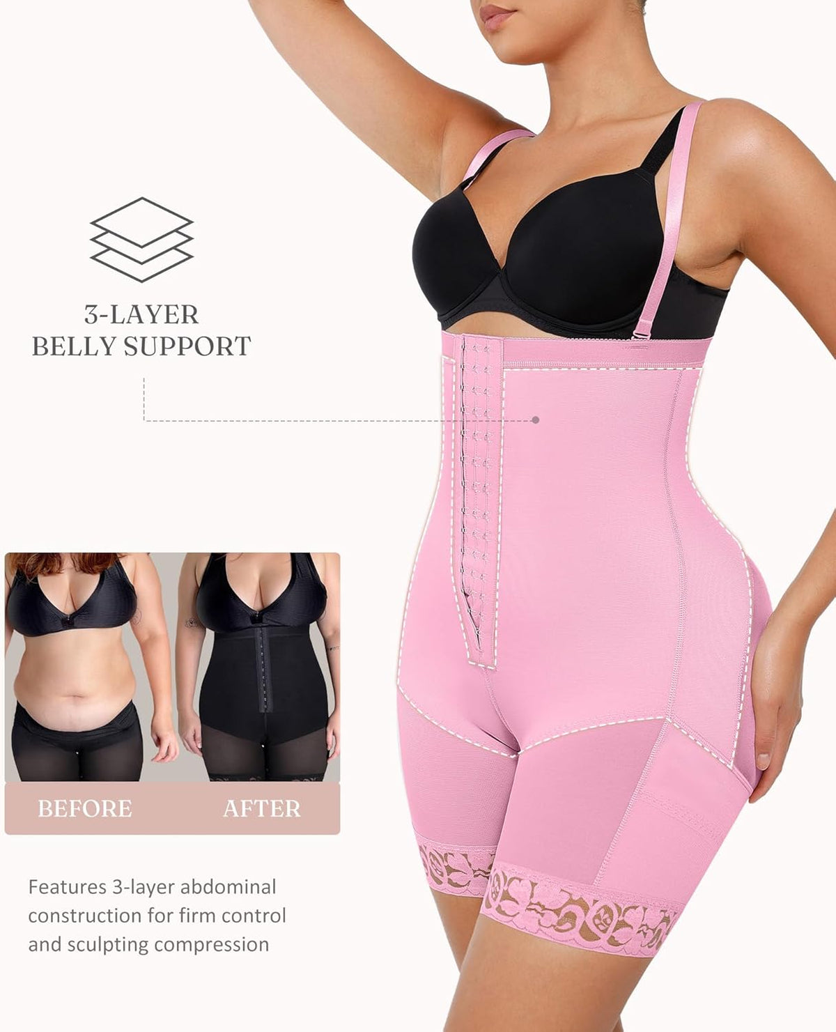 FeelinGirl Faja Body Shaper Tummy Control Shapewear for Women Butt Lifter Post Surgery Fajas Postparto Para Mujer