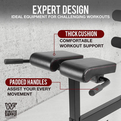 CAPHAUS Adjustable Hyperextension 90 Degree Strength Roman Chair with Handle, Ab Bench Multi-Functional Weight Bench, Muscle Strength Training Fitness Back Machines for Full Body Workout