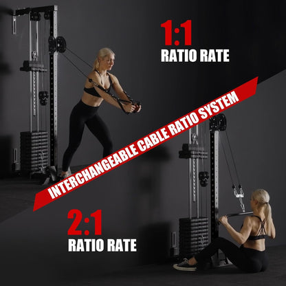 Mikolo Wall Mount Cable Station, Cable Crossover Machine with Dual Pulley System and 18 Adjustable Positions for Home Gym Fitness Equipment