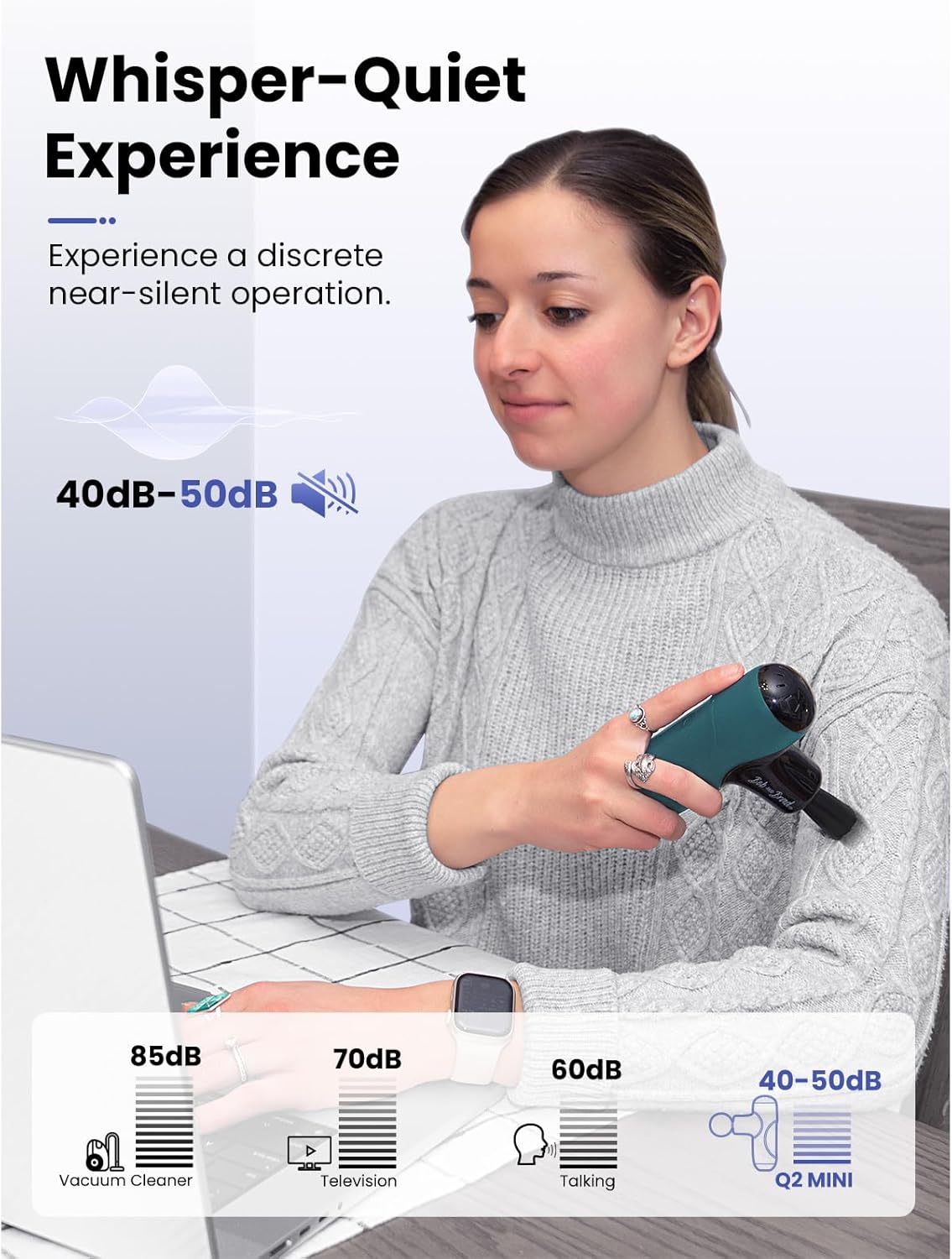 BOB AND BRAD Q2 Mini Massage Gun, Pocket-Sized Deep Tissue Massager Gun, Portable Percussion Muscle Massager Gun, Ultra Small & Quiet Muscle Massage Gun with Carry Case -Green