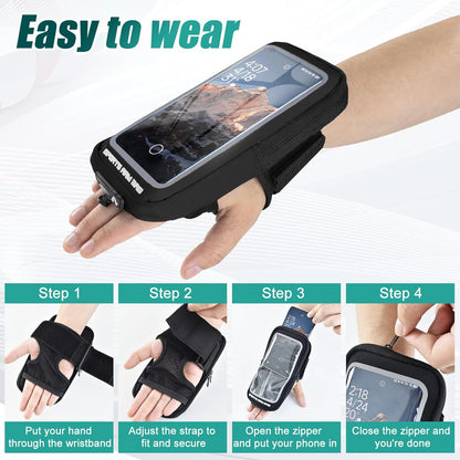 Phone Holder for Running, Running Armband Phone Holder with Carabiner, Phone Armbands for iPhone 16 15 14 13 12 11Pro Max & Galaxy S25/S24/S23, Cell Phone Armband Up to 6.8'' Phone (Black)