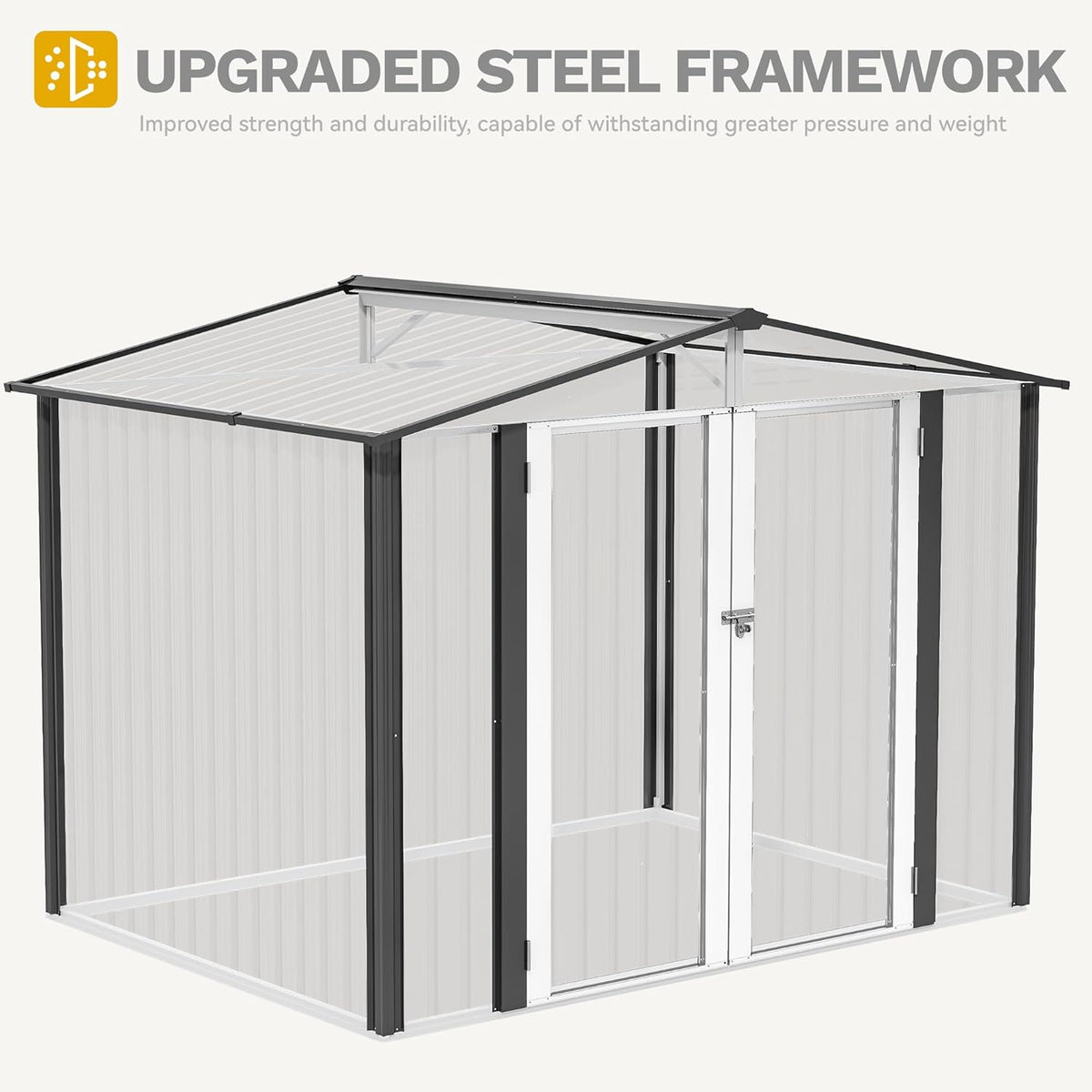 DWVO 8'x6' Large Metal Outdoor Storage Shed, Heavy Duty Tool Storage Sheds for Backyard Patio Lawn - Ideal for Bicycles, Garden Tools, and Lawn Equipment, Easy-to-Assemble, Dark Gray