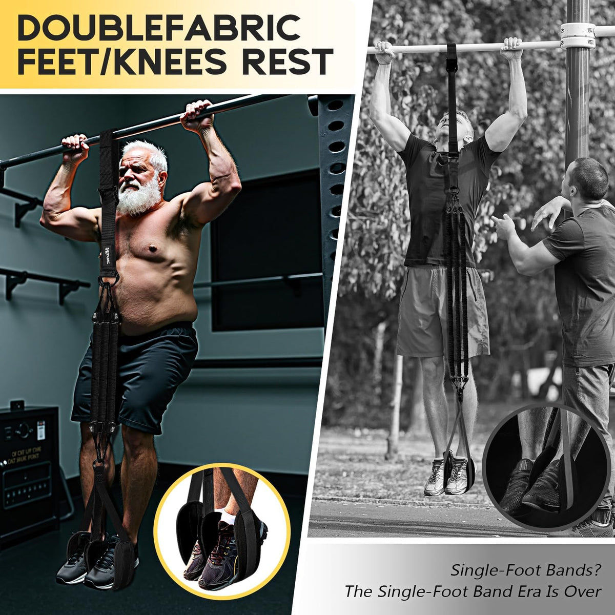 Pull Up Assistance Bands, Adjustable Heavy Duty Resistance Band for Pull Up, 3 Pull Up Bands, Comfortable Fabric Feet/Knee Rest, Assistance Bands for Pull-Up, Home Fitness, Body Stretching