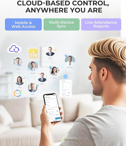 NGTeco Cloud Time Clock for Small Business, Real Remote Access, 4-in-1 Mode | Employee Time Clock with Face, Fingerprint, RFID, PIN Check-in, Software & App, Customizable Shift, 10 Cards, No Monthly Fee