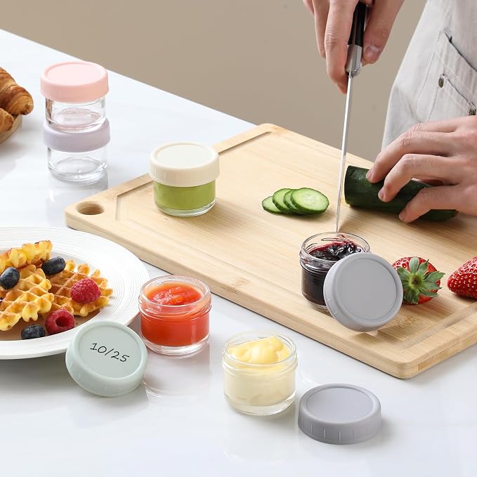 VITEVER [6 Pack] Salad Dressing Container To Go, 1.7 oz Glass Small Condiment Container with Lids, Dipping Sauce Cups Set, Leakproof Reusable Sauce Containers for Lunch Box Work Trip.