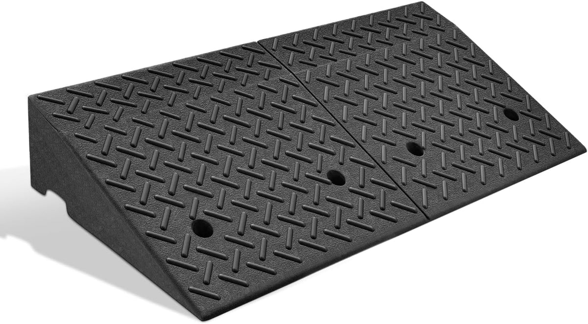 DNA MOTORING 1pcs 5.7" Rise Rubber Curb Ramp Heavy Duty Loading Driveway Ramp Threshold Ramp 38.6 in L x 14.8 in W x 5.7 in H for Loading Dock, Warehouse, Wheelchair, Motorcycles, Cars, TOOLS-00647