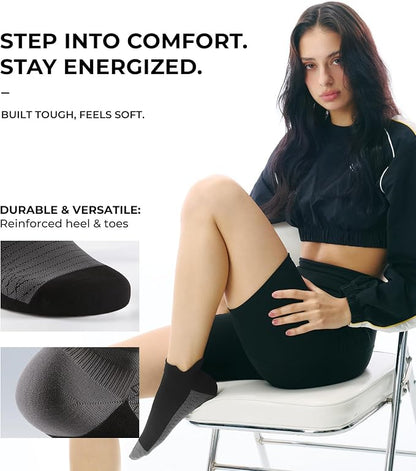 FITRELL Ankle Compression Socks for Women & Men - 5/6 Pairs Cushioned Arch Support Running Socks, Plantar Fasciitis Relief