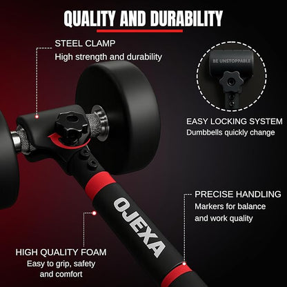 Dumbbells to Barbell Converter Set, Adjustable Weights, 200 lb Capacity, Steel Clamp, Home Gym