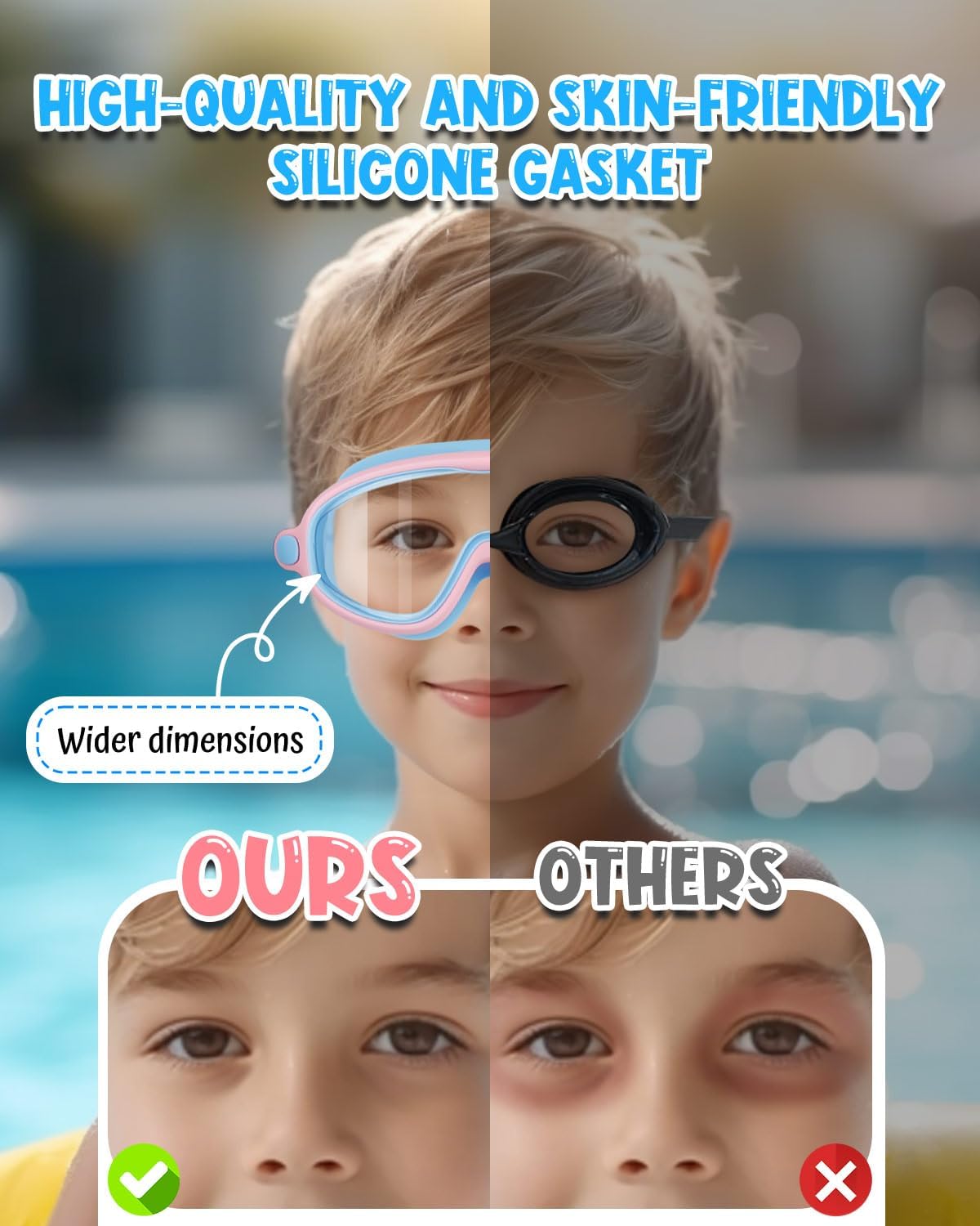 Rantizon Swim Goggles 2 Pack, Wide View Anti Fog&UV Swimming Goggles for Audlt, No Leaking Swim Glasses for Men Women Kids