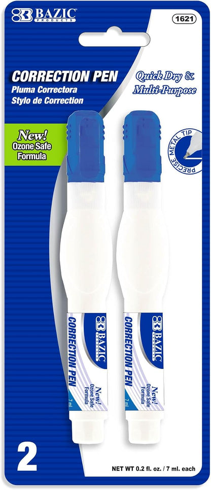 BAZIC Products Correction Pen, Metal Tip, Quick-Dry White, 7mL, 144-Case