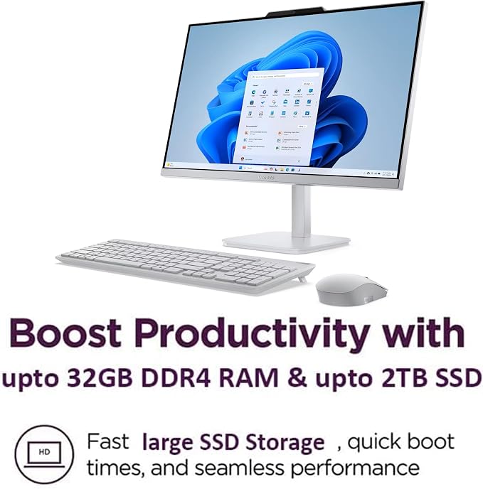Lenovo 24" FHD All-in-One Desktop Computer for Home & Office, Intel Processor, 32GB RAM, 500GB External + 512GB PCIe, HDMI, Bluetooth 5.2, Business AIO, Vent-Hear, Wireless Keyboard & Mouse, Win 11
