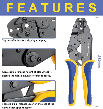Haisstronica Crimping Tool for Spark Plug Ignition Wire,8.5mm Ratchet Wire Crimper Tool,HS-2048