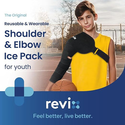 REVIX Youth Shoulder Arm Ice Pack Wrap for Pitcher, Reusable Ice Arm Sleeve | Ice Pack for Volleyball Player & Athletes, Cold Therapy for Shoulder & Elbow, Throwing Recovery, Muscle Relax & Daily Use