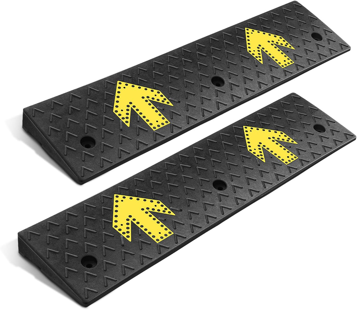 DNA MOTORING 2pcs 2.2" Rise Rubber Arrow Curb Ramp Heavy Duty Loading Driveway Ramps Threshold Ramp 37.2in L x 9.1in W x 2.2in H for Loading Dock, Warehouse, Wheelchair, Motorcycles, Cars, TOOLS-00648