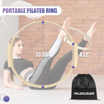 Pilates Ring, 13.5"/12" Silicone Magic Circle with Training Poster & Portable Bag, Pilates Ring Circle for Inner Thigh Workout, Yoga, Lose Weight & Physical Therapy for Women