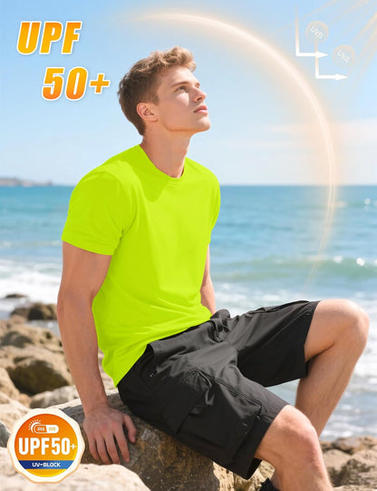 KEFITEVD Men's Short Sleeve UPF 50+ Sun Protection Shirts Quick Dry Rashguard Swim Shirt SPF Workout Fishing Athletic T-Shirt
