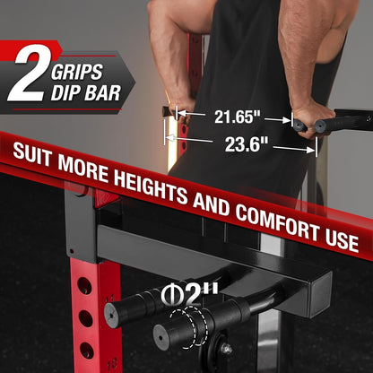 Mikolo Power Cage, 2000LB Power Rack with Independent Dual Pulley System, Multi-Function Home Gym Workout Machine for Cable Crossover