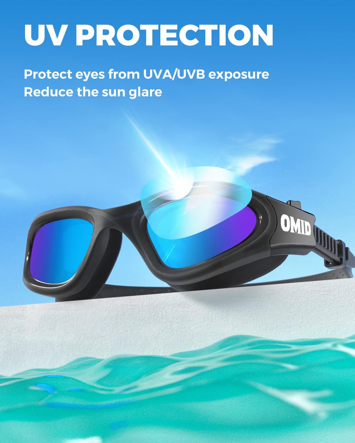 OMID Swim Goggles, P2 Polarized Swimming Goggles for Men Anti-fog Goggles Swimming for Adult Women