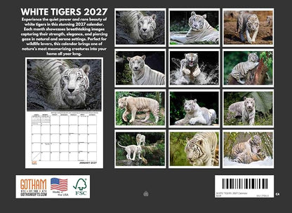 White Tiger Calendar 2027 Monthly Wall Calender 12 Month