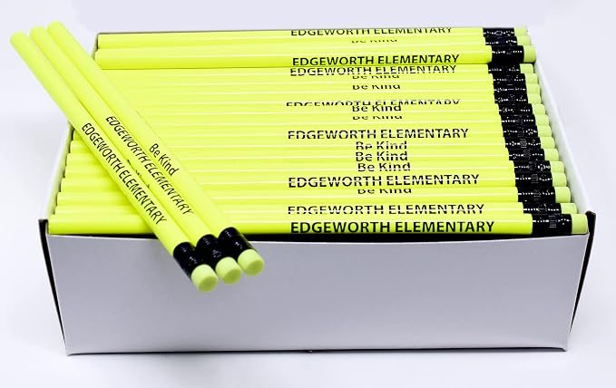 Pencil Guy Promotional Personalized Imprinted Yellow Neon Round Pencils- 500 per box. 6 colors to choose from!