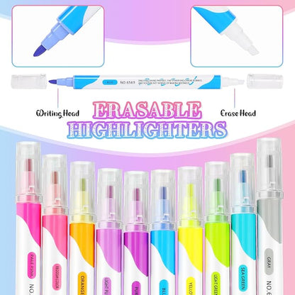 Zhehao 100 Pcs Erasable Highlighters Set, 10 Assorted Pastel Colors