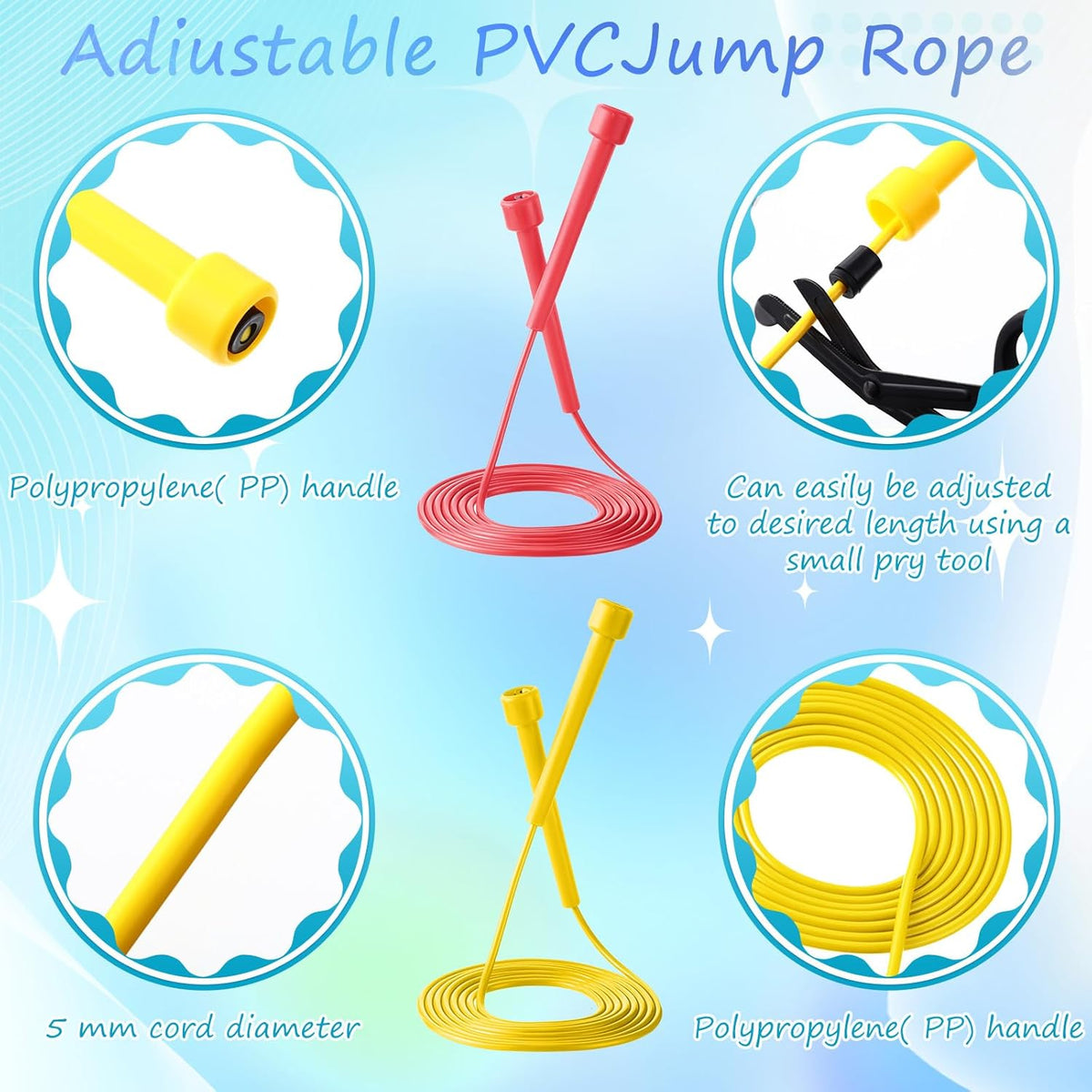 72 Pcs PVC Jump Ropes for Fitness 9.2 ft Adjustable Skipping Rope Versatile Unbreakable Speed Rope with Plastic Handles for Women Men Kids Endurance Training Cardio Exercise Workout