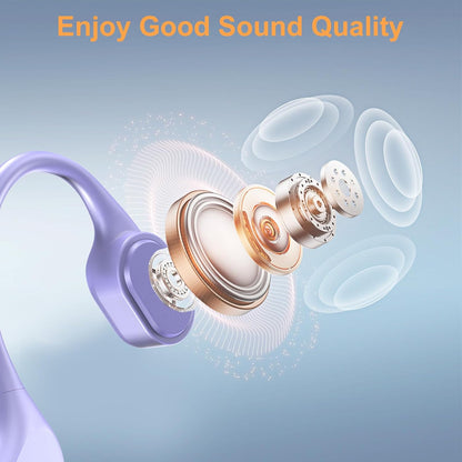 Bone Conduction Bluetooth Headphones-SurfAudio, IP68 Waterproof Swimming Headphones with 32GB MP3 Player, Lightweight Open Ear Design for Swimming/Surfing/Marathon/Cycling(Purple)