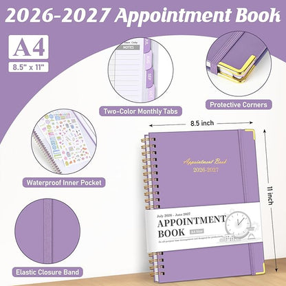 Appointment Book 2026-2027, 30-Minute Interval Hourly Planner, 8.5"×11"