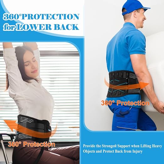 Back Brace for Lower Back Pain Men Women with 9X Strong Support, Idea for Long Time Standing & Sitting Jobs, Durable Back Support Belt with 3D Lumbar Pad for Sciatica, Herniated Disc, L