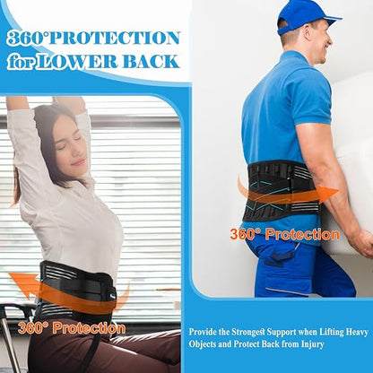Back Brace for Lower Back Pain Men Women with 9X Strong Support, Idea for Long Time Standing & Sitting Jobs, Durable Back Support Belt with 3D Lumbar Pad for Sciatica, Herniated Disc, L