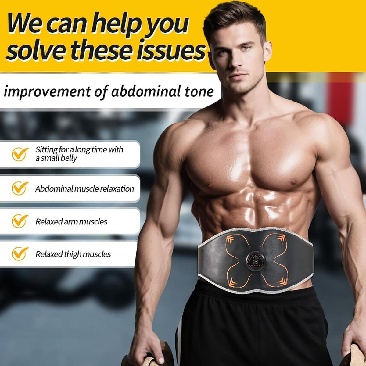 Electronic Muscle Stimulator, Abs Stimulator Muscle Toner for Abdomen/Arm/Leg, Strength Training Equipment for Men and Women