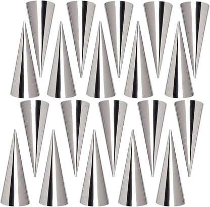 Joyeee 20Pcs Large Conical Cream Horn Molds, Stainless Steel, 5-inch