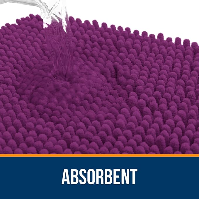 OLANLY Toilet Rugs U-Shaped 20x20, Extra Soft Absorbent Chenille Contour Bathroom Rugs for Toilet, Dry Quickly, Machine Washable, Non-Slip Bath Mat, Purple