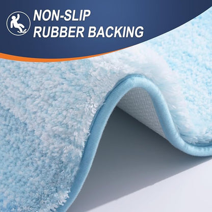 OLANLY Bathroom Runner Rugs Mat 70x24, Extra Soft Absorbent Microfiber Bath Rugs, Rubber Backing, Quick Dry, Washable Long Bath Mats for Bathroom, Tub and Shower, Home Decor Accessories, Sky Blue