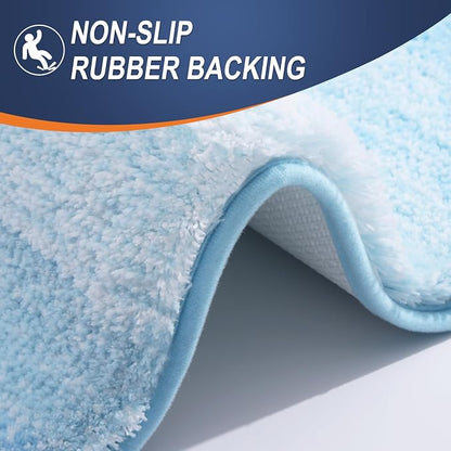 OLANLY Bathroom Runner Rugs Mat 59x20, Extra Soft Absorbent Microfiber Bath Rugs, Rubber Backing, Quick Dry, Washable Long Bath Mats for Bathroom, Tub and Shower, Home Decor Accessories, Sky Blue