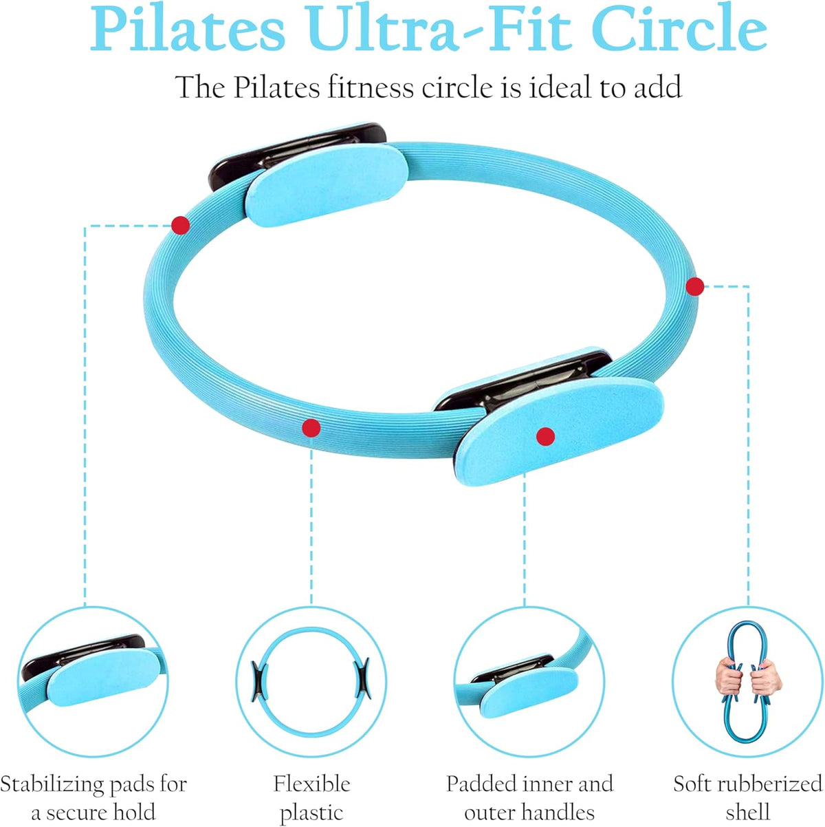 Pilates Ring Set – Magic Circle with Dual Padded Handles, Mini Exercise Ball & 5 Resistance Bands | Pilates Kit for Women | Home Workout Equipment for Full-Body Training & Fitness Set