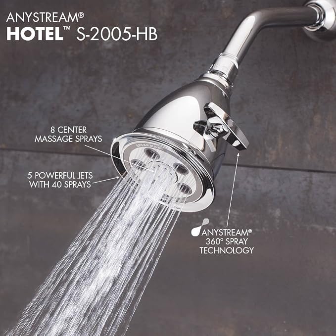 Speakman S-2005-HB-BC Hotel Anystream High Pressure 2.5 GPM Adjustable Shower Head, Brushed Chrome
