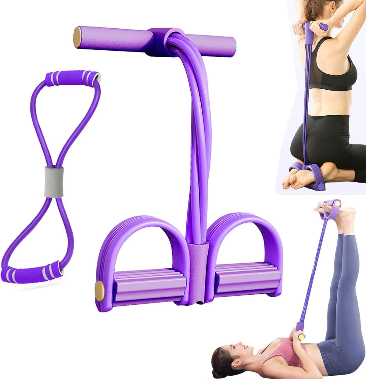 Multifunctional Tension Cor,4/6 Tube Resistance Bands with Handles and Foot Straps,Pedal Puller, Sit Up Exercise Equipment for Home Workout & Training
