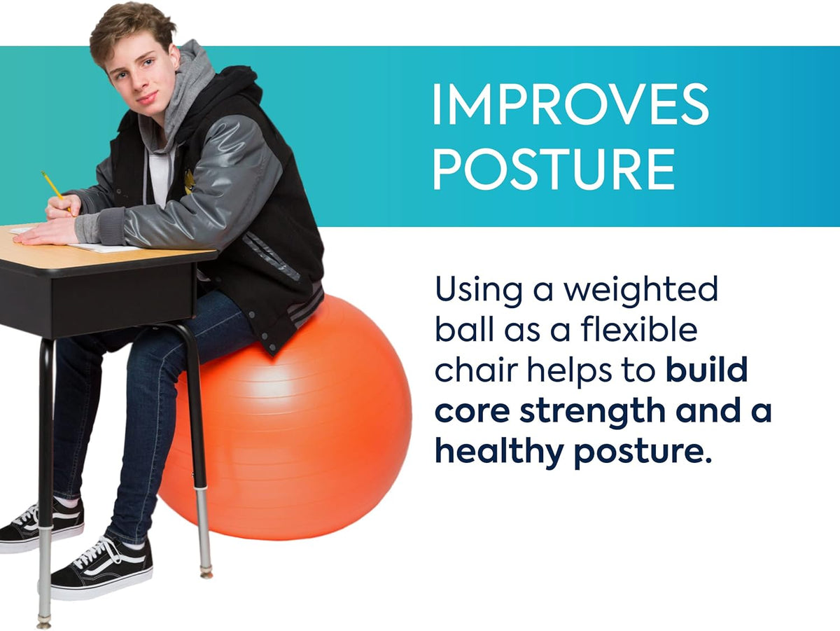 Bouncyband Balance Ball – Create Flexible Seating to Improve Focus at School, Office, or Home with This No-Roll Weighted Ball