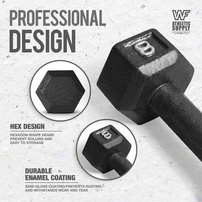 WF Athletic Supply 200Lb Dumbbell Set, 10-30Lb Dumbbell Set with A Frame Storage Rack for Muscle Toning, Strength Building & Weight Loss - Multiple Choices Available