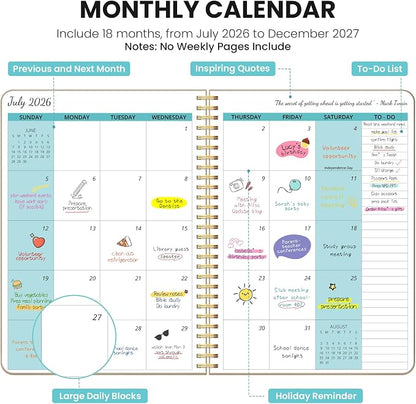Monthly Planner 2026-2027, 18 Months Calendar, Jul 2026-Dec 2027